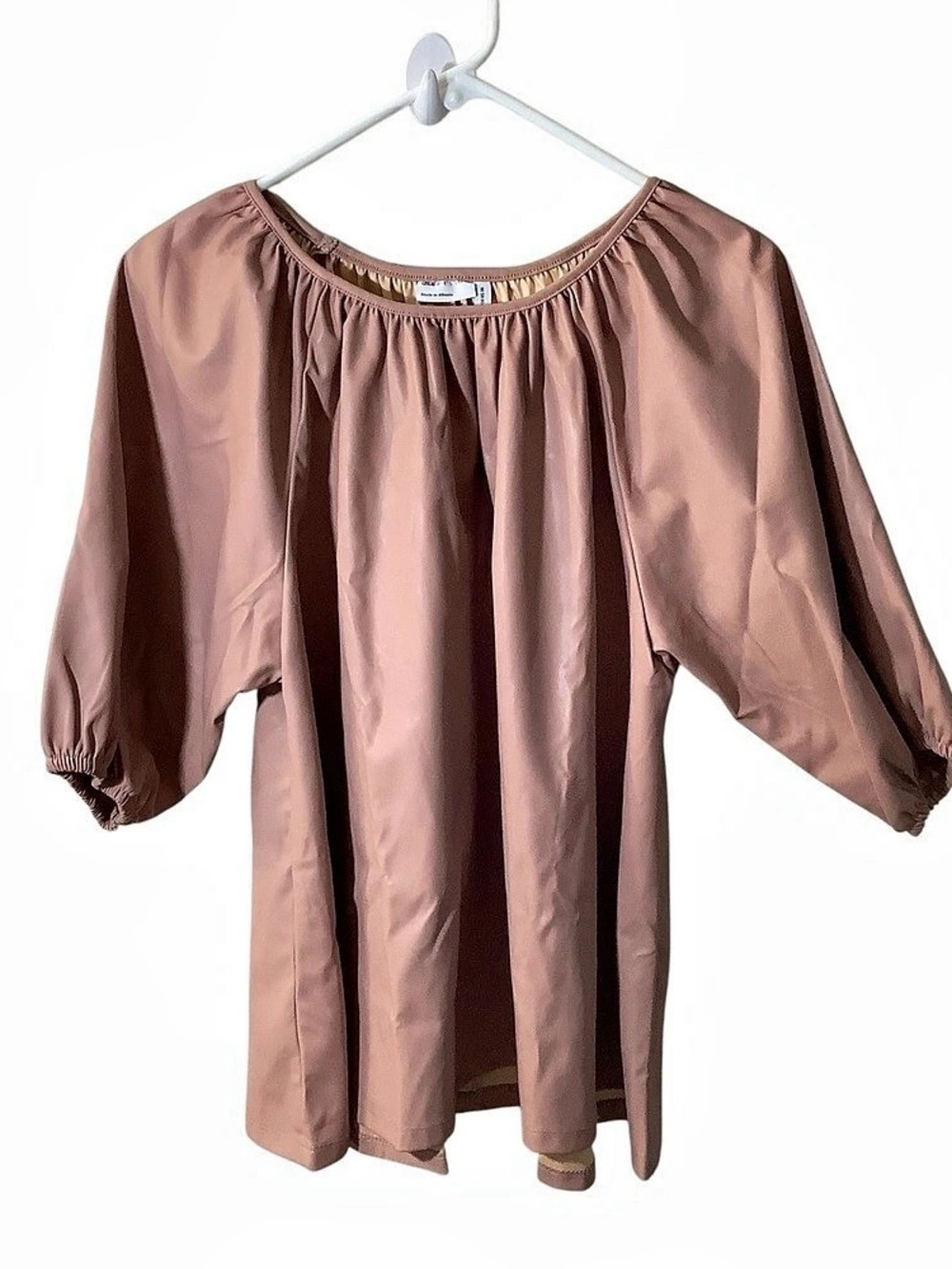 ASOS DESIGN Gathered Neck Faux Leather Blouse in Pink Size Medium